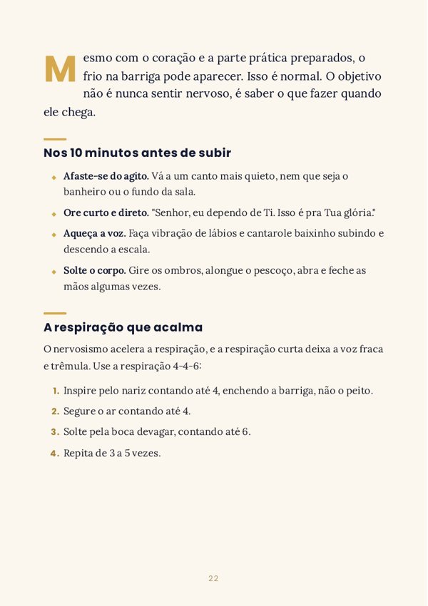 Página com o exercício de respiração